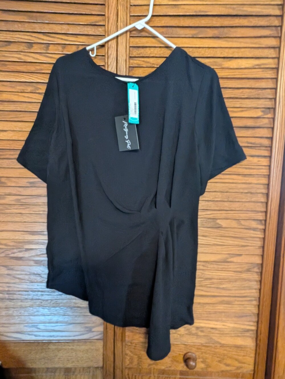 Montgomery Post NWT Women's Lois Black Blouse Asymmetrical Size 1X